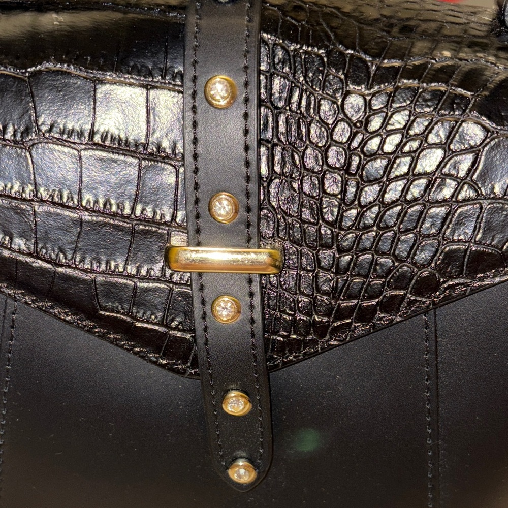 House of Harlow 1960 Black Croc-Embossed Backpack - Picture 4 of 10